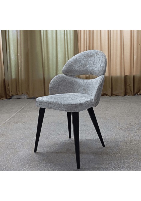 Καρέκλα τραπεζαρίας υφασμάτινη γκρι με μαύρο ξύλινο σκελετό