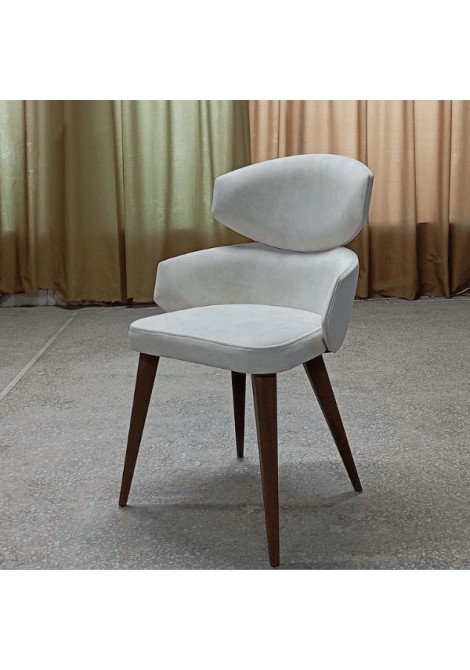 Καρέκλα τραπεζαρίας υφασμάτινη γκρι με ξύλινο σκελετό