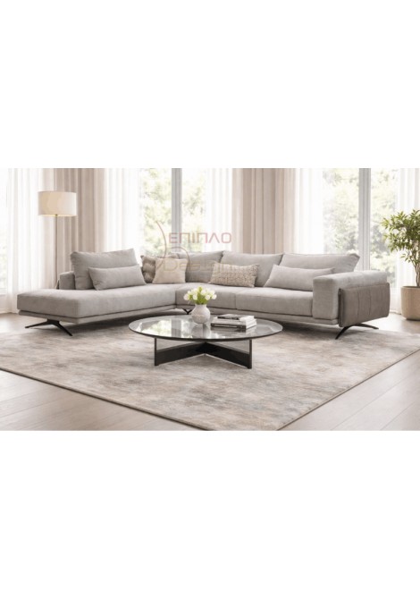 Μοντέρνος γωνιακός καναπές KG0142 με μηχανισμούς στα μαξιλάρια πλάτης που προσφέρουν καλύτερη άνεση, χώρο και κράτημα στον αυχένα.