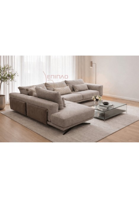 Μοντέρνος γωνιακός καναπές KG0142 με μηχανισμούς στα μαξιλάρια πλάτης που προσφέρουν καλύτερη άνεση, χώρο και κράτημα στον αυχένα πίσω όψη