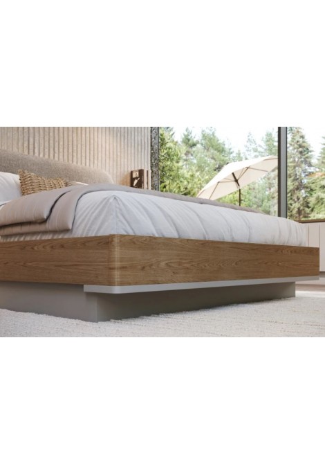 Κρεβατοκάμαρα Roxie CB0112 με κρεβάτι από ξύλο δρυς με αποθηκευτικό χώρο και υφασμάτινο κεφαλάρι