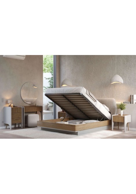 Κρεβατοκάμαρα Roxie CB0112 με κρεβάτι από ξύλο δρυς με ανοιχτό αποθηκευτικό χώρο