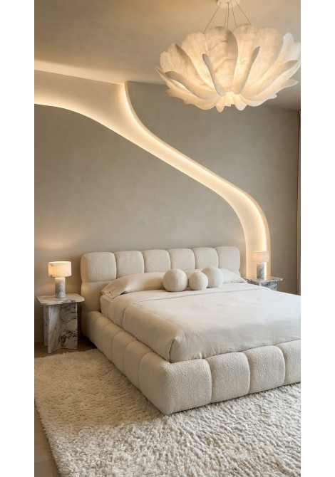  Υφασμάτινο κρεβάτι Bubble CB0120 κρεμ απόχρωσης σε μοντέρνο δωμάτιο.