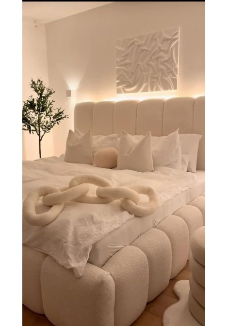  Υφασμάτινο κρεβάτι Bubble CB0121 λευκό με κρυφό φωτισμό από πίσω