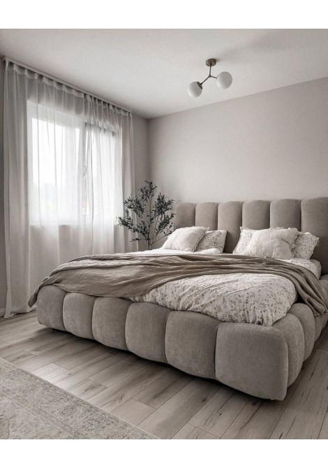  Υφασμάτινο κρεβάτι Bubble CB0122 με γκρι ύφασμα μοντέρνο